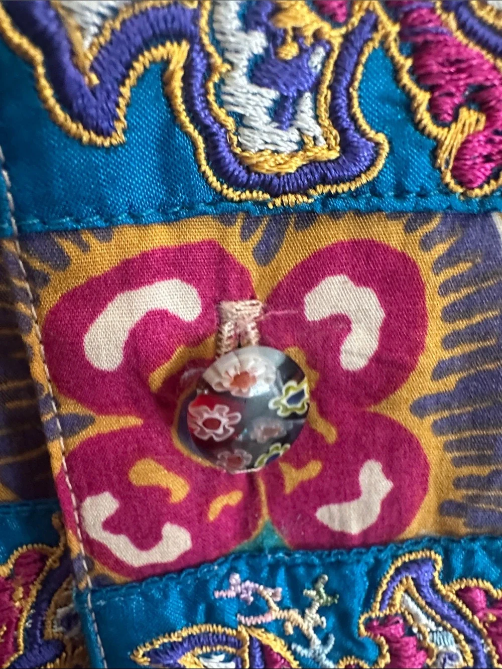 Robert Graham Multicolor Embroidered Button Shirt - Teal, Gold, Navy & Pink - Picture 3 of 12